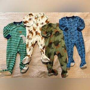 Carter’s & Just One You Boys 18M Fleece Footed Sleepers Lot of 4 Pajamas